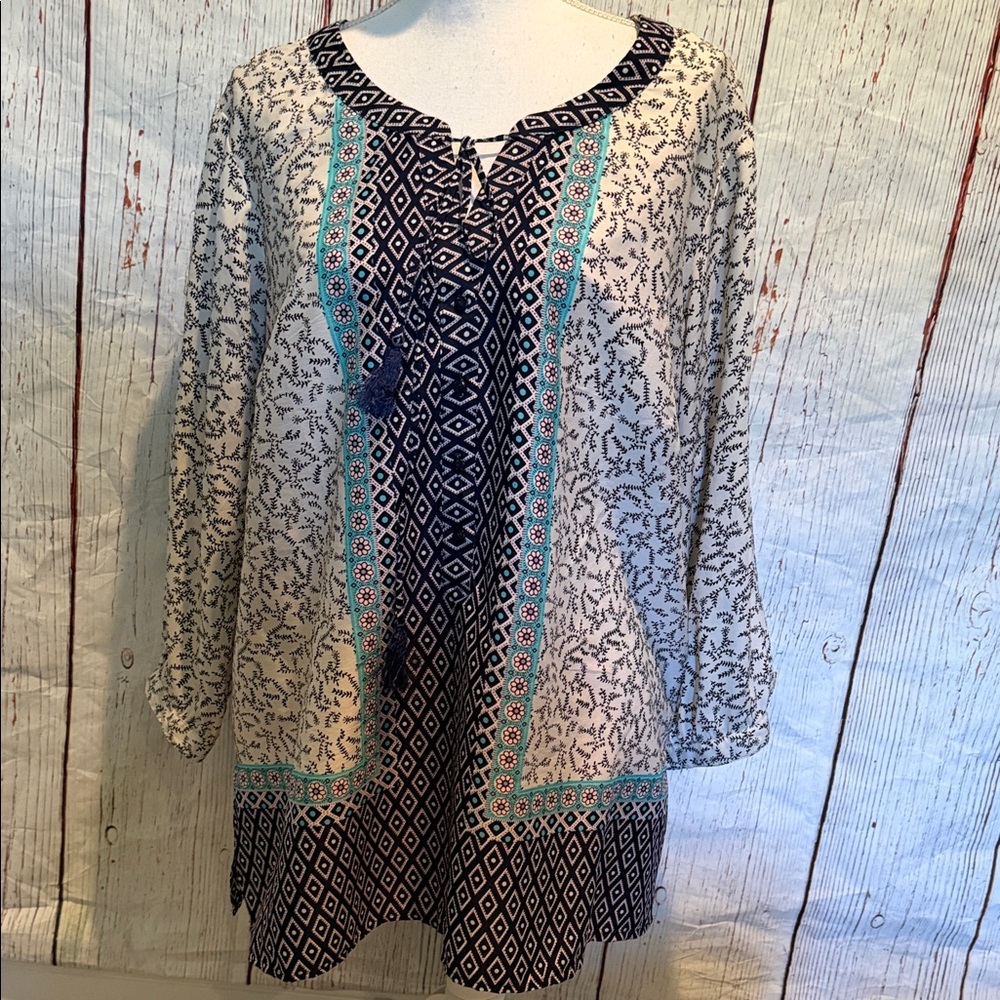 Patterned Long Sleeve Women's Top